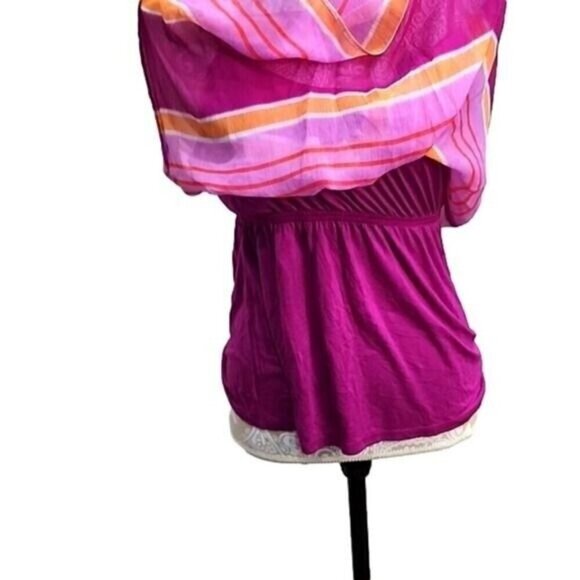 New York & Company Pink & Orange Spaghetti Strap Tank w/Shelf Bra Women's Medium - Picture 2 of 4